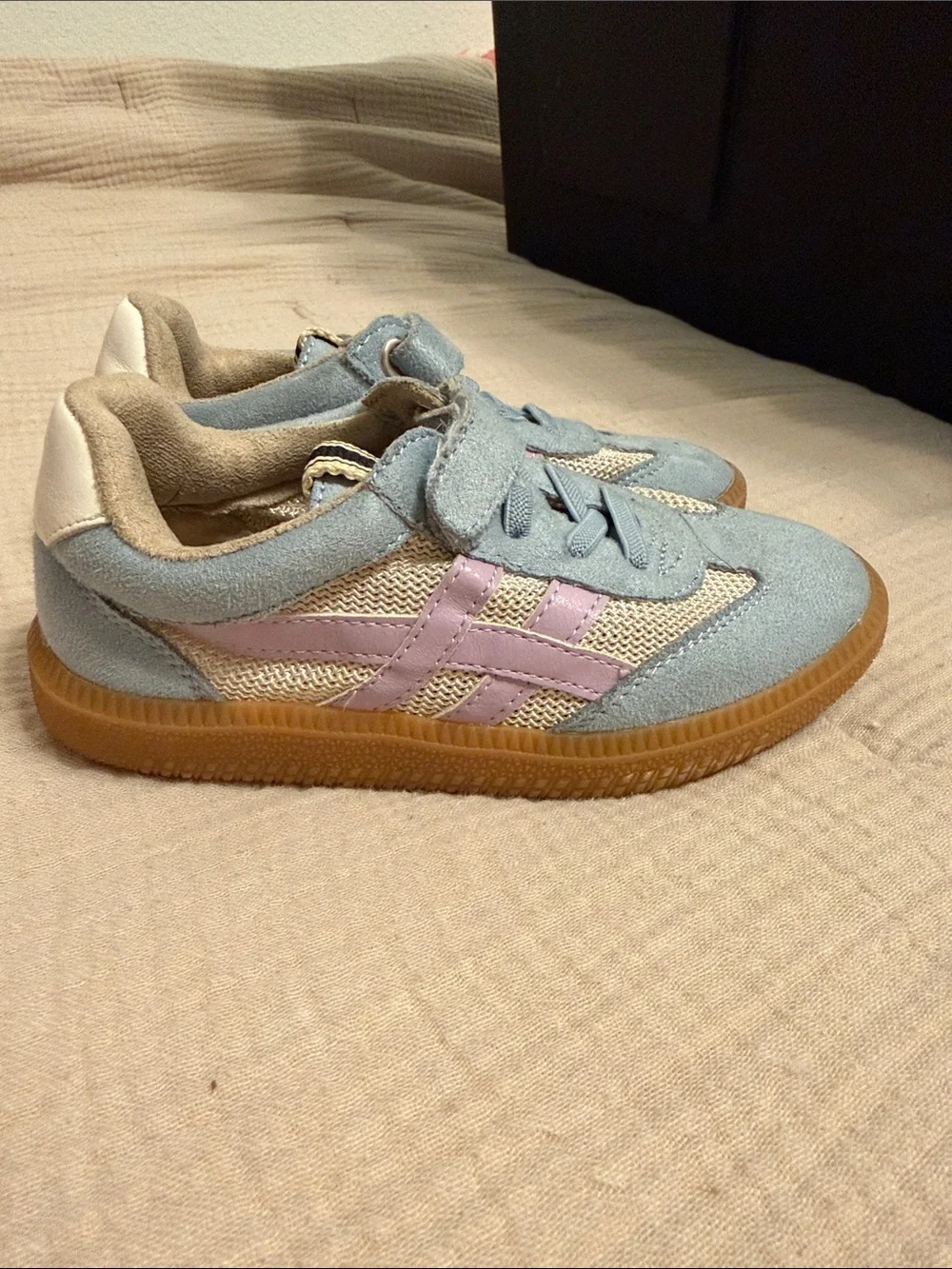ShuShop Light Blue & Pink Kids Athletic Sneakers with Gum Sole